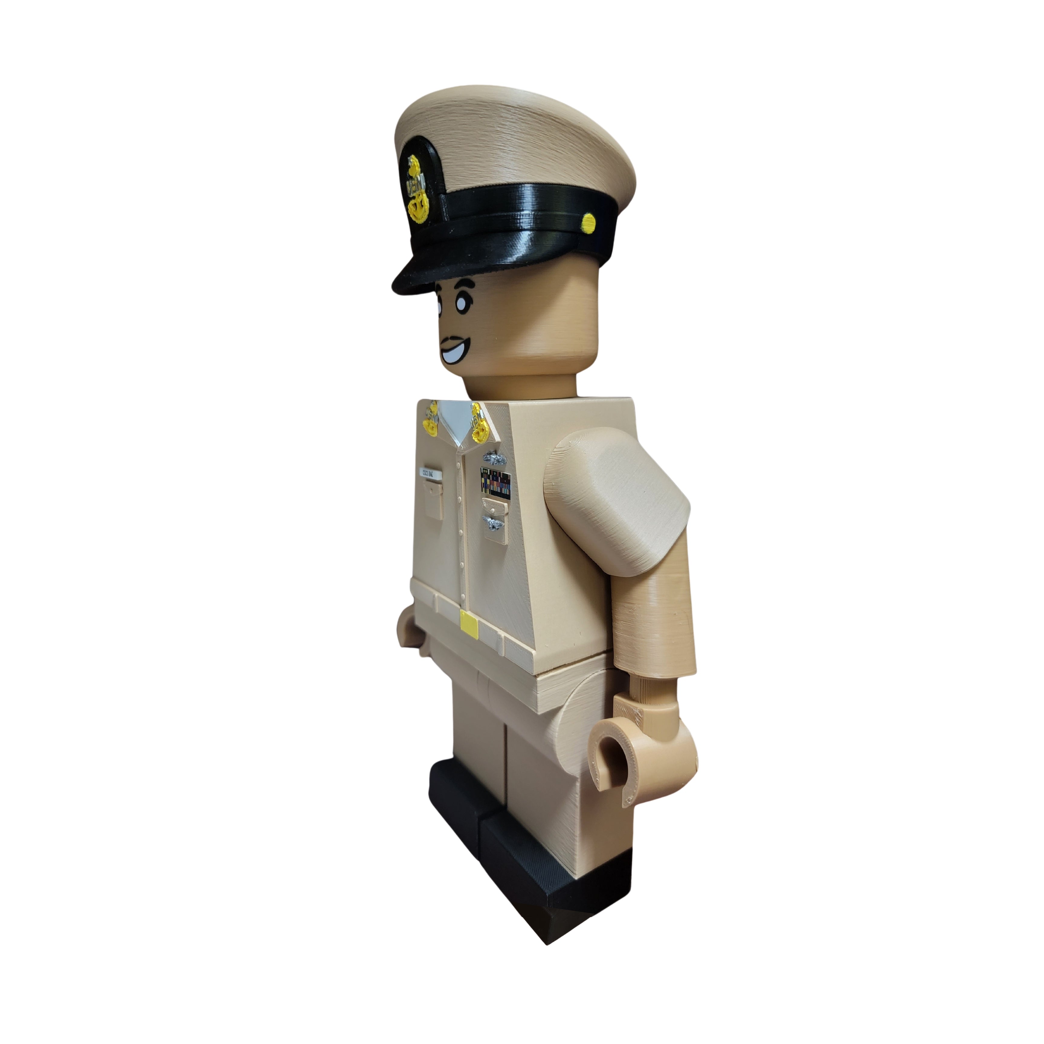 US Navy minifigure in a uniform with a hat on a white background